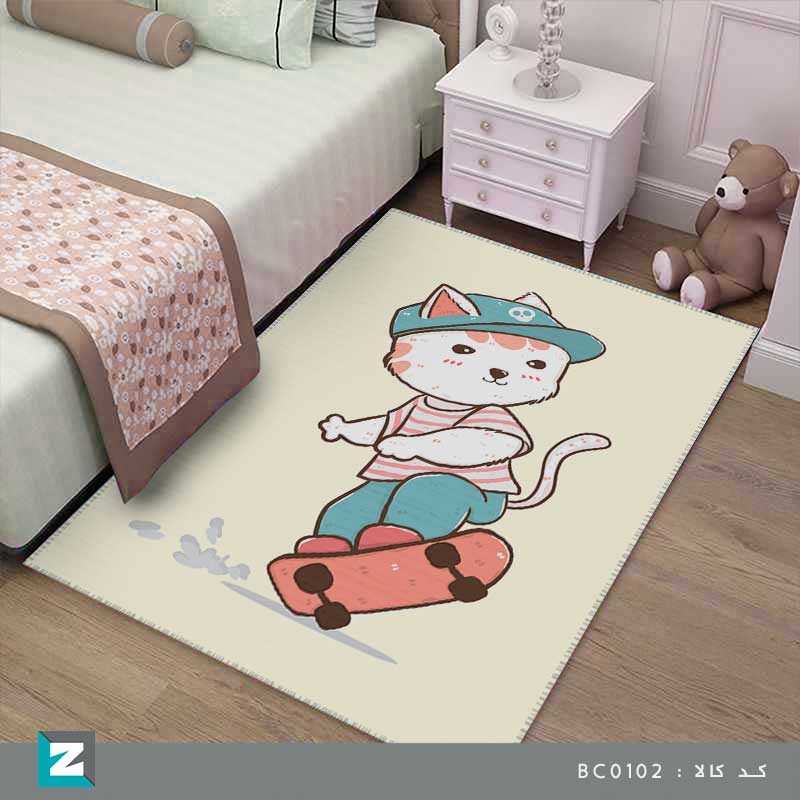 فرش ورزشی گربه اسکیت بورد سوار مناسب سیسمونی اتاق کودک