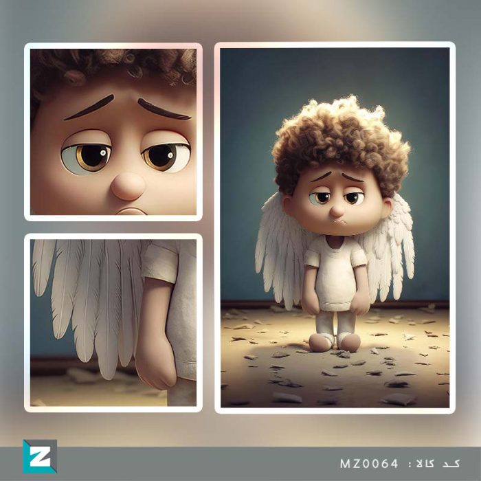 تابلو دیجیتال نقاشی فرشته کوچک غمگین