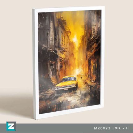 فروش تابلو نقاشی دیجیتال تاکسی زرد در شهر متروکه