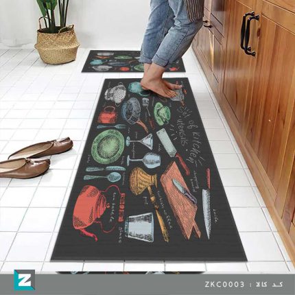 فرش گرد آشپزخانه | فروش فرش گرد مخمل و بافت با طرح وسایل کاربردی