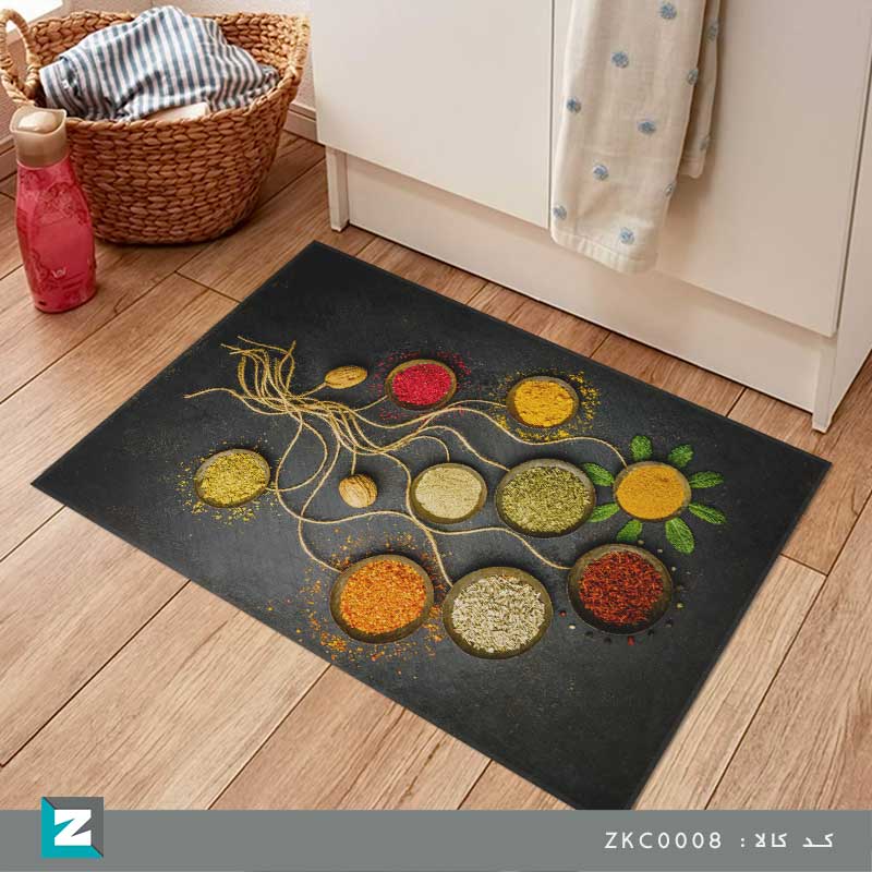 فرش آشپزخانه طرح ادویه با قابلیت شستشو و ثبات رنگ چاپی
